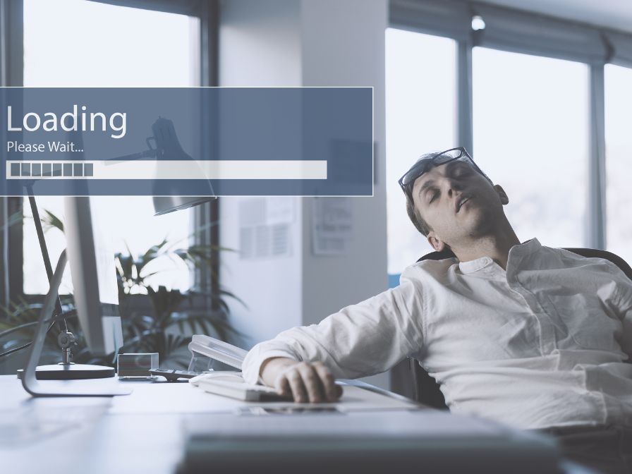 a person fell asleep due to long loading time a person fell asleep due to long loading time