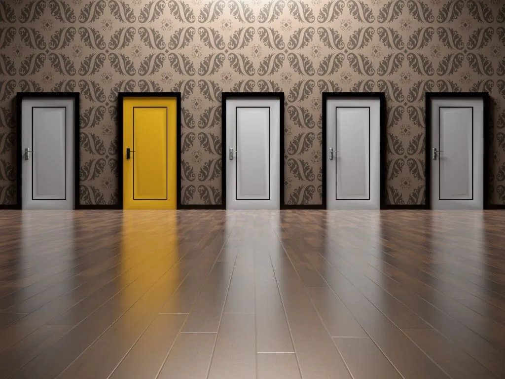 depiction of doors leading to different options