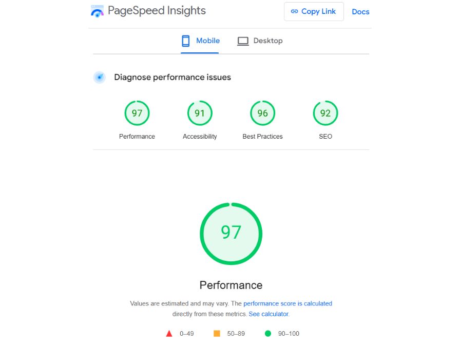 page speed insight result page speed insight result