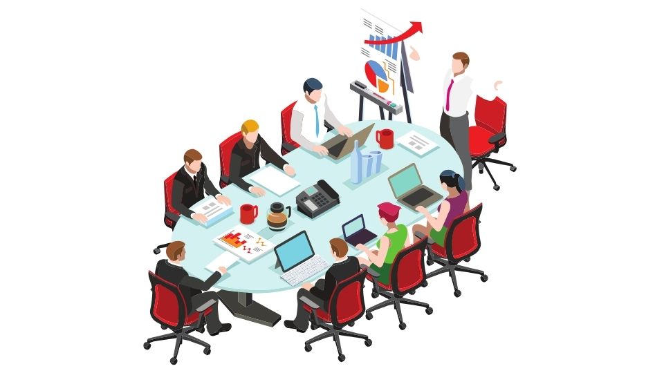 a meeting team a group of people in a meeting