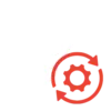 an icon with a rocket and gear signifying optimization and improvement