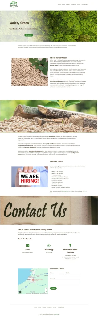 a screenshot of Variety Green website