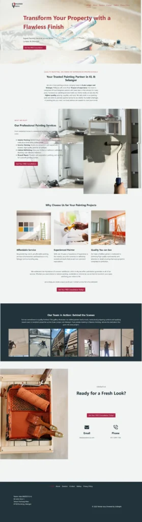 homepage screenshot of painterasia.com designed by Solbright Digital Services