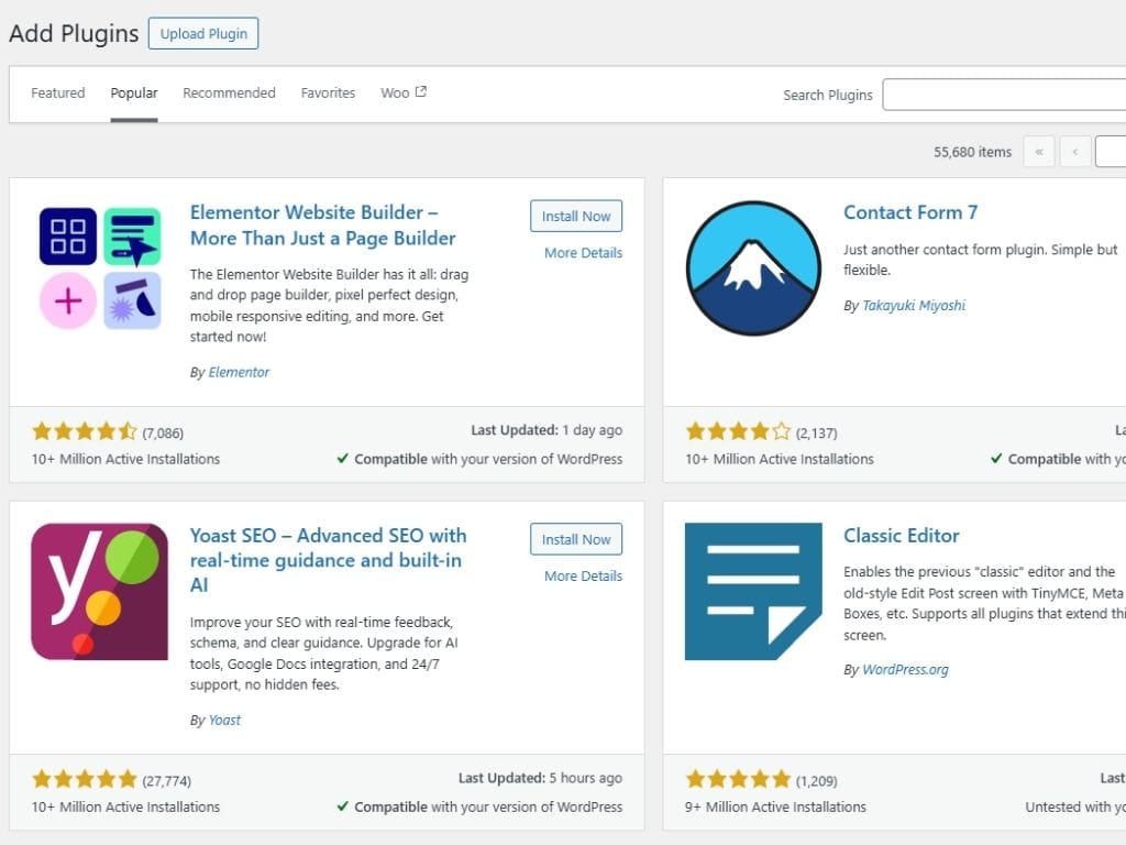 an image showing different WordPress plugins