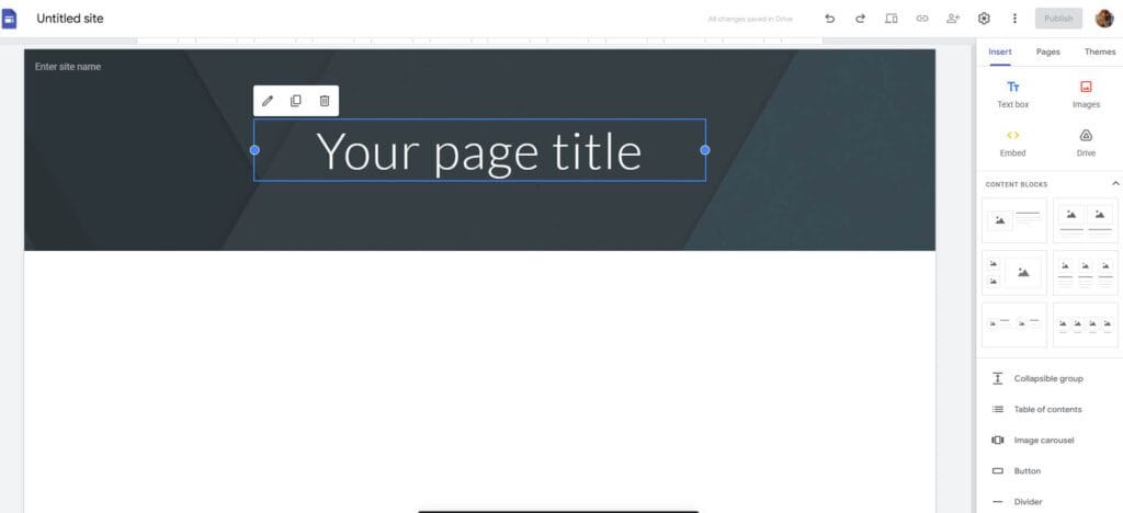 google site dashboard