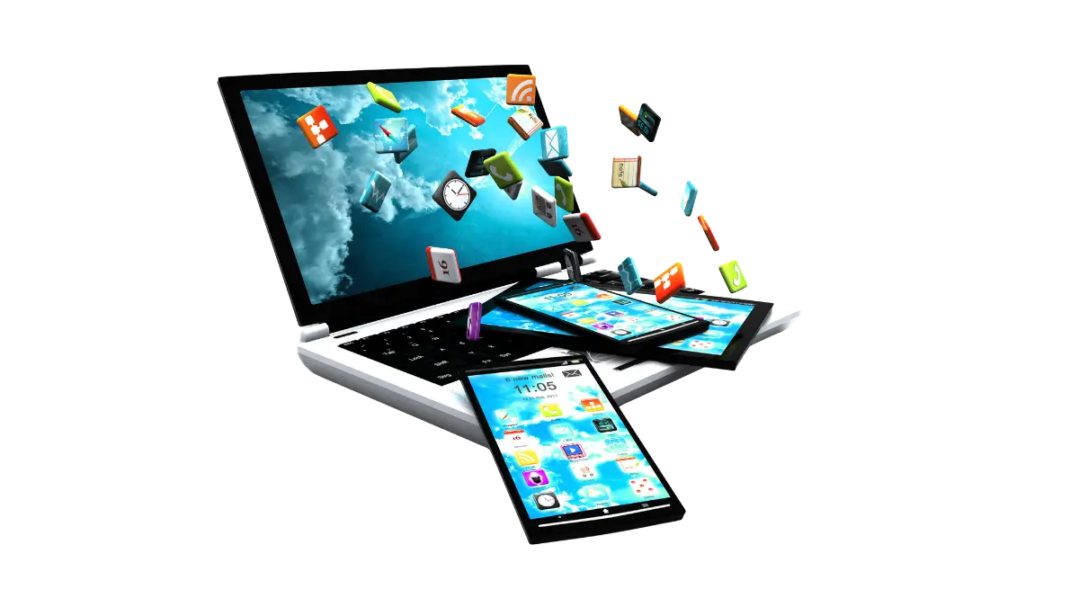 apps jumping between mobile devices and a laptop signaling cross platform app development