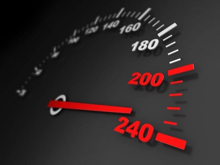a speedometer implying high pagespeed