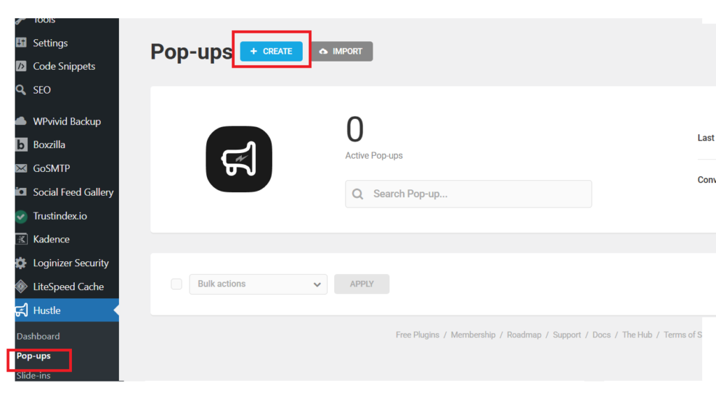 screenshoot on how to access Hustle Pop Up