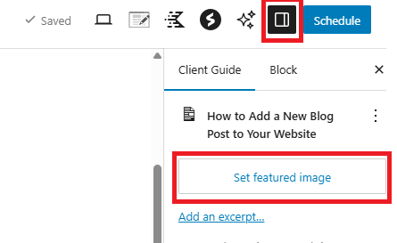 a screenshot on how to set featured image on wordpress blog